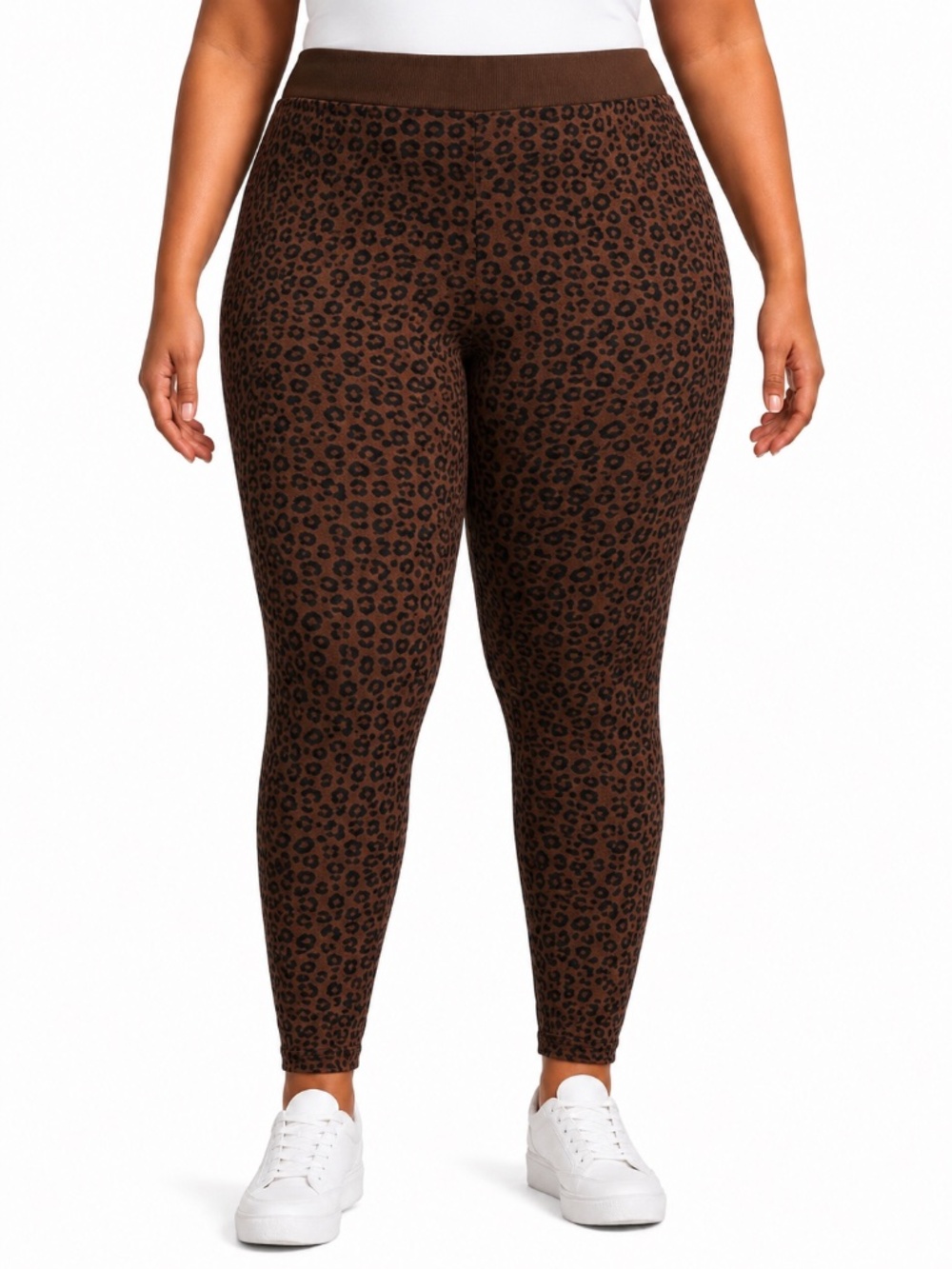 Leopard Print Ponte Jeggings, Women’s XXXL (21), Brown/Black